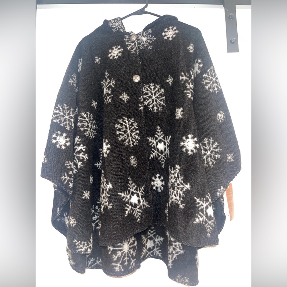 Bear Ridge Outfitters Women's Fleece Poncho Black Hooded Oversize Wool Blend USA